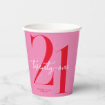 Modern Minimalist Pink Red 21st Birthday Paper Cups<br><div class="desc">Modern minimalist 21st birthday paper cups featuring simple design with chic typography and elegant script.</div>