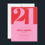Modern Minimalist Pink Red 21st Birthday Postcard<br><div class="desc">Modern minimalist 21st birthday invitation postcard featuring simple design with elegant chic typography in pink and red color.</div>
