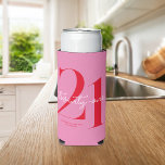 Modern Minimalist Pink Red 21st Birthday Seltzer Can Cooler<br><div class="desc">Modern minimalist 21st birthday can cooler featuring simple design with chic typography and elegant script.</div>
