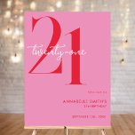 Modern Minimalist Pink Red 21st Birthday Welcome Foam Board<br><div class="desc">Modern minimalist 21st birthday welcome sign featuring simple design with chic typography and elegant script.</div>
