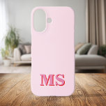 Modern Minimalist Pink Red Initial Monogram iPhone 16 Case<br><div class="desc">Create your own personalized iPhone Case with custom initial name in modern minimalist typography. Available in a variety of colors and styles.</div>