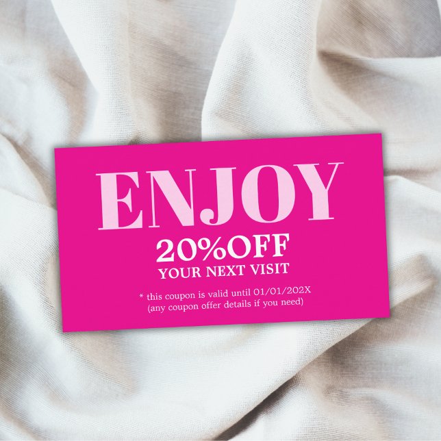 Modern Minimalist Pink Rose Bold Beauty Discount Card (Creator Uploaded)