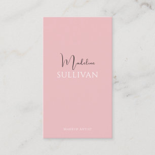 Modern Minimalist Pink Script QR code Business Card