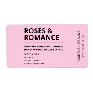 Modern Minimalist Pink Soy Wax Candle Labels