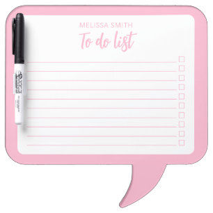 Modern Minimalist Pink To Do List Dry Erase Board