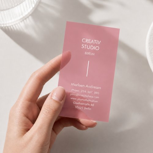 Modern Minimalist Pink Transparent Clear Business Cards