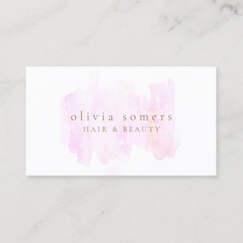 Modern Minimalist Pink Watercolor Beauty Business Card