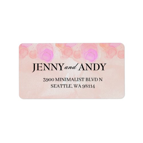 Modern Minimalist Pink Watercolor Wedding Address  Label