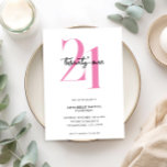 Modern Minimalist Pink White 21st Birthday Invitation<br><div class="desc">Modern minimalist 21st birthday invitation featuring simple design with chic typography and elegant script.</div>