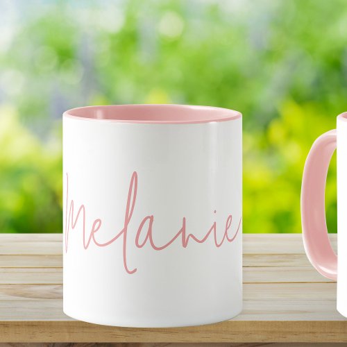Modern Minimalist Pink White Mug Gift