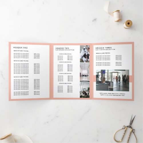 Modern Minimalist Pink  White Price Brochure  