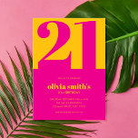 Modern Minimalist Pink Yellow 21st Birthday Invitation<br><div class="desc">Modern minimalist 21st birthday invitation featuring simple design with elegant chic typography in pink and yellow color.</div>