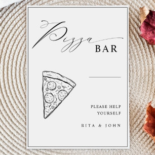 Modern Minimalist Pizza Bar Wedding Sign