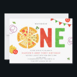 Modern Minimalist Pizza Party First Birthday Invitation<br><div class="desc">Celebrate your little one's first birthday with a pizza party!</div>