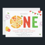 Modern Minimalist Pizza Party First Birthday Invitation<br><div class="desc">Celebrate your little one's first birthday with a pizza party!</div>