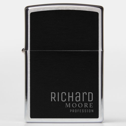 Modern Minimalist Plain Black and White Name Zippo Lighter