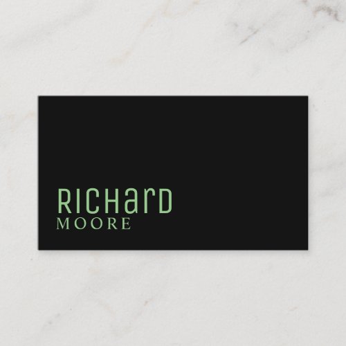 modern minimalist plain black sage green business card