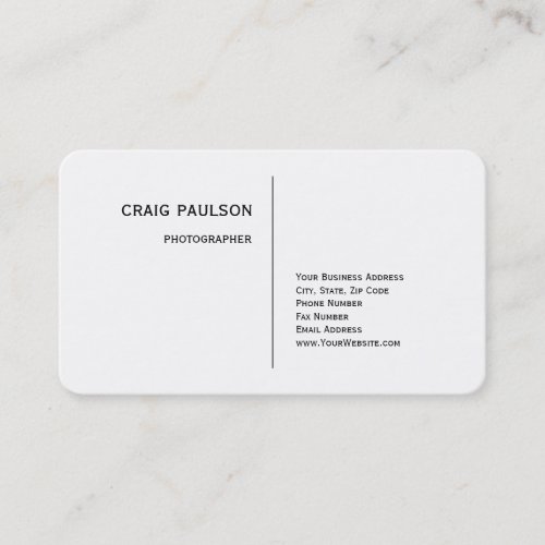 Modern Minimalist Plain Black White Business Card