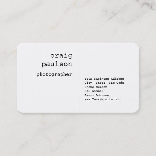 Modern Minimalist Plain Black White Business Card