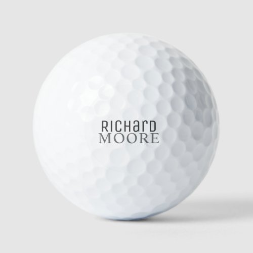 modern minimalist plain black white name golf balls