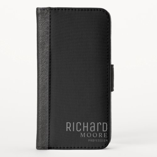 modern minimalist plain black white name iPhone x wallet case