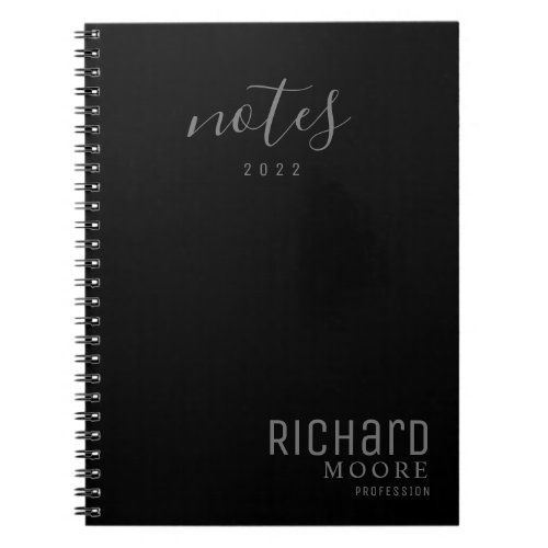 modern minimalist plain black white notebook
