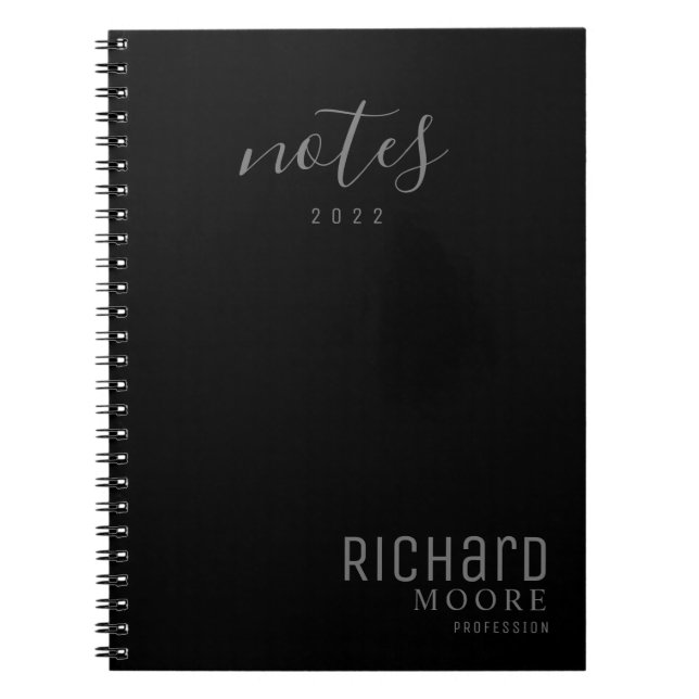 modern minimalist plain black white notebook (Front)