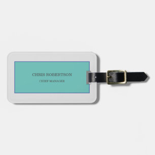 Modern Minimalist Plain Blue Grey Add Your Name Luggage Tag