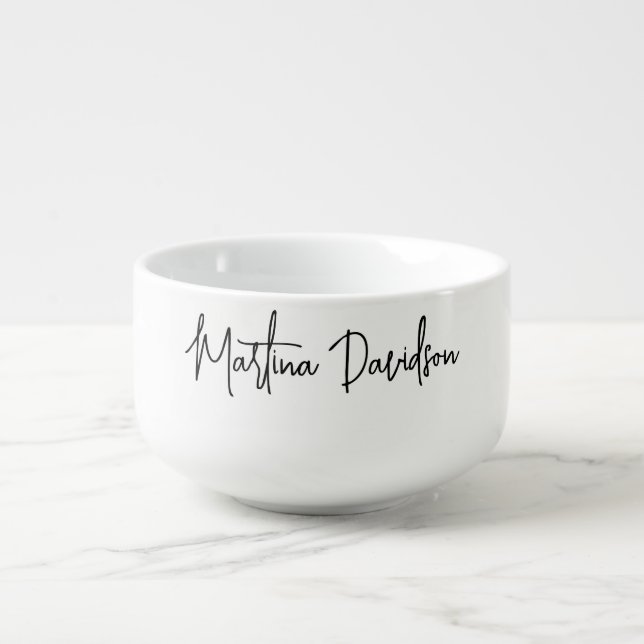 Modern Minimalist Plain Creative Calligraphy Soup Mug (Front)