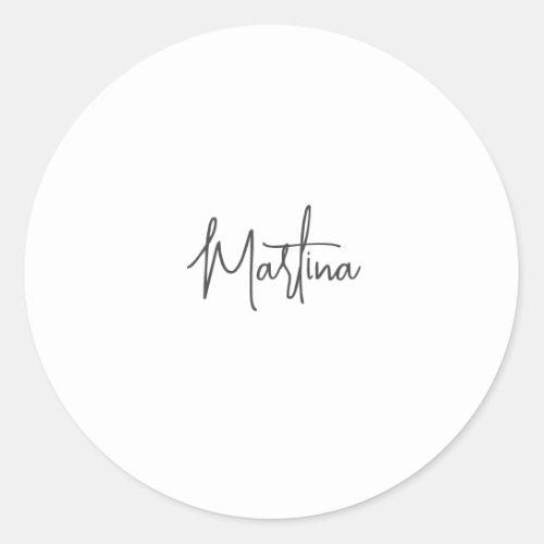 Modern Minimalist Plain Creative Calligraphy White Classic Round Sticker