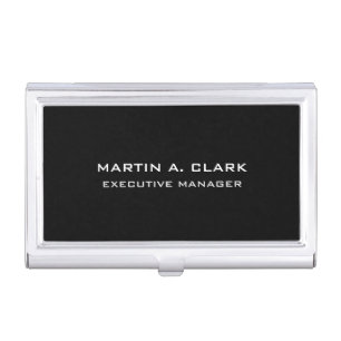 Modern Minimalist Plain Elegant Black & White Business Card Case