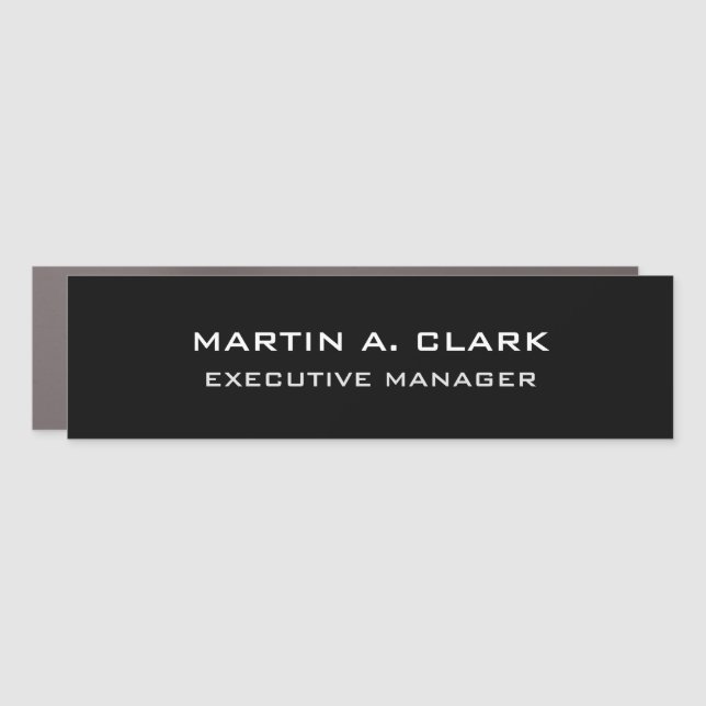 Modern Minimalist Plain Elegant Black & White Car Magnet (Front)