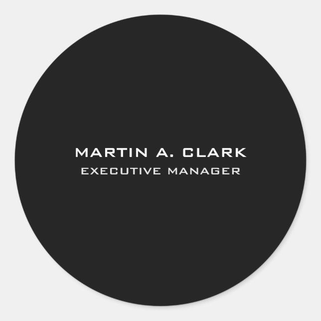 Modern Minimalist Plain Elegant Black & White Classic Round Sticker (Front)