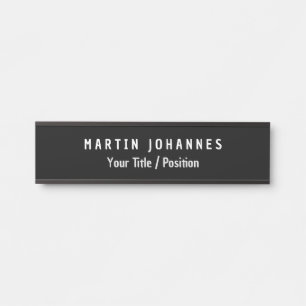 Modern Minimalist Plain Elegant Black & White Door Sign
