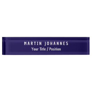 Modern Minimalist Plain Elegant Dark Blue Desk Name Plate