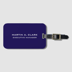 Modern Minimalist Plain Elegant Dark Blue Luggage Tag