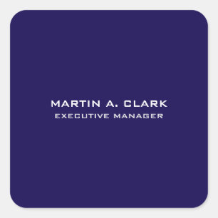 Modern Minimalist Plain Elegant Dark Blue Square Sticker