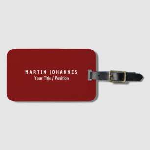 Modern Minimalist Plain Elegant Deep Red Luggage Tag