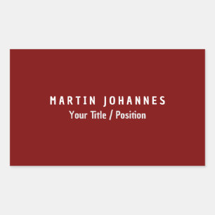 Modern Minimalist Plain Elegant Deep Red Rectangular Sticker