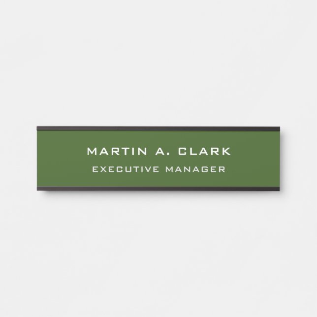 Modern Minimalist Plain Elegant Forest Green Door Sign (Front)