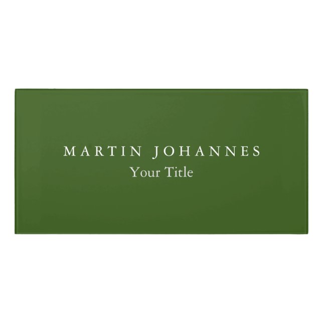 Modern Minimalist Plain Elegant Forest Green Door Sign (Classic Front)