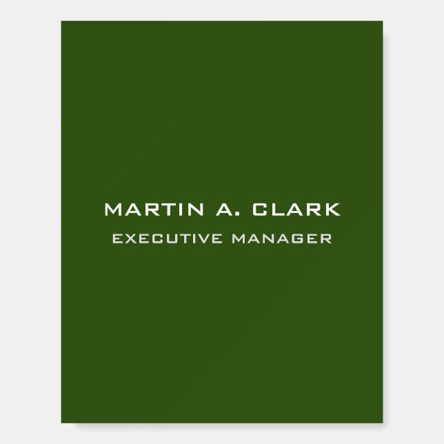 Modern Minimalist Plain Elegant Forest Green Foam Board (Front)