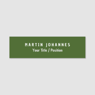 Modern Minimalist Plain Elegant Forest Green Name Tag