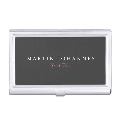 Modern Minimalist Plain Elegant Grey Business Card Case