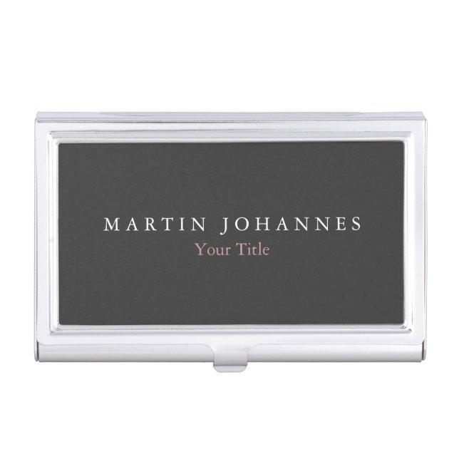 Modern Minimalist Plain Elegant Grey Business Card Case (Front)