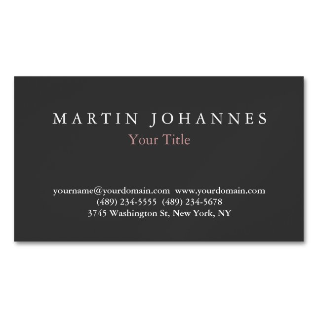Modern Minimalist Plain Elegant Grey Business Card Magnet (Front)