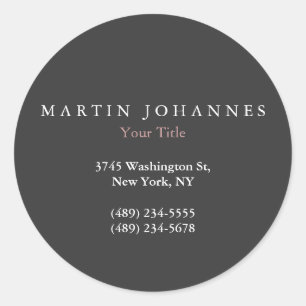 Modern Minimalist Plain Elegant Grey Classic Round Sticker