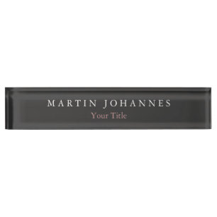 Modern Minimalist Plain Elegant Grey Desk Name Plate