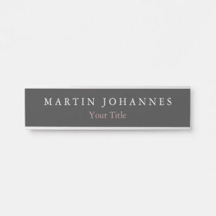 Modern Minimalist Plain Elegant Grey Door Sign