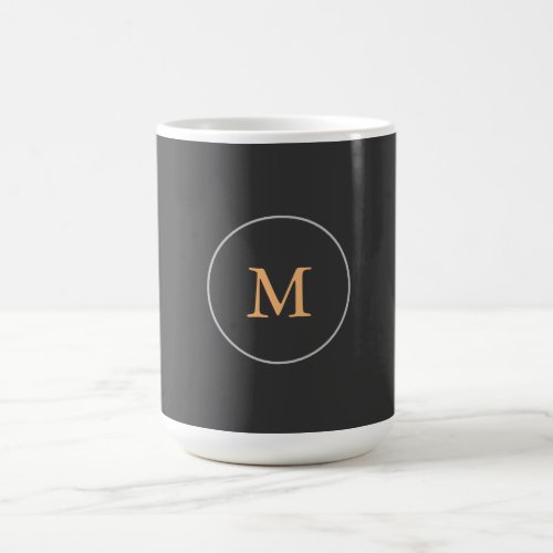 Modern Minimalist Plain Elegant Monogram Grey Coffee Mug
